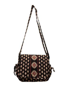 Vera Bradley Women’s Black Quilted Paisley Floral  Adjustable Crossbody Bag